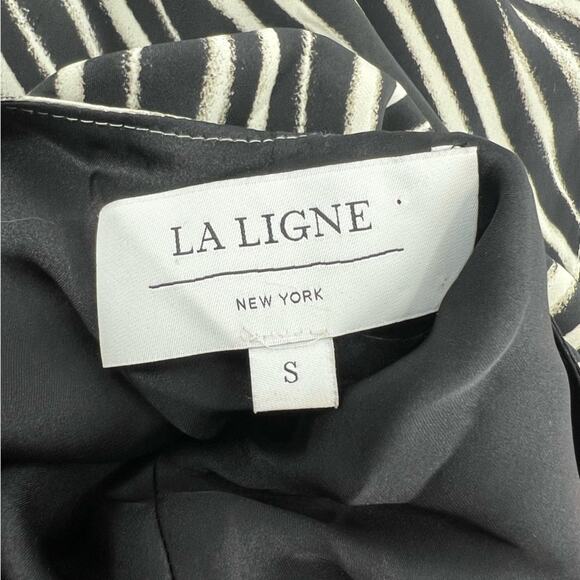 LA LIGNE Eva stripe silk dress midi sz S black white - Picture 5 of 8